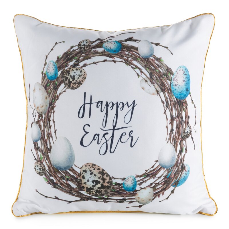 ArtFir Velikonoční povlak na polštář EASTER 51 | bílá/hnědá 45 x 45 cm