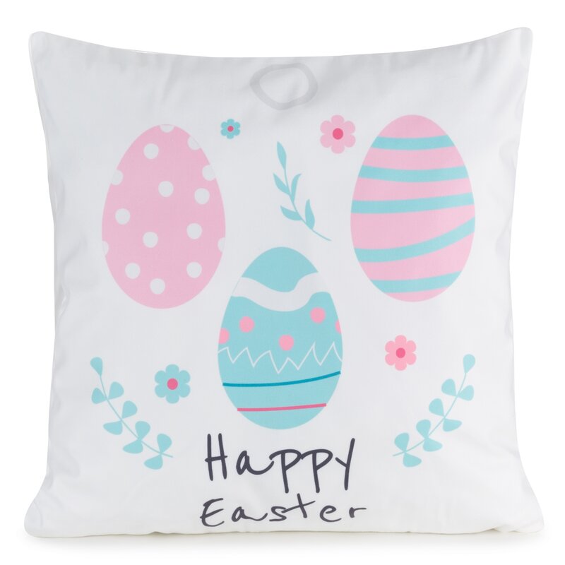 ArtFir Velikonoční povlak na polštář EASTER 8 | bílá/púdrovorůžová 45 x 45 cm
