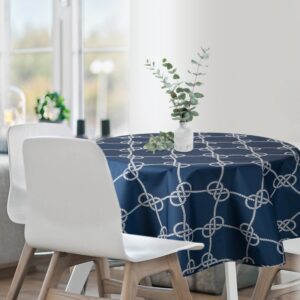 ArtFir Zahradní kulatý ubrus GARDEN 15E | tmavě modrá/bílá 150 cm