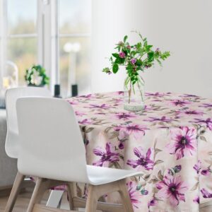 ArtFir Zahradní kulatý ubrus GARDEN 29E | krémová/růžová 150 cm