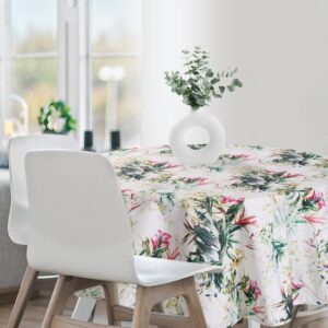 ArtFir Zahradní kulatý ubrus GARDEN 31E | bílá/zelená 150 cm