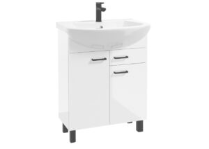 ArtDef Koupelnová skříňka s umyvadlem NOVELTY White D65 2D1S | 65 cm