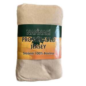 ECOMATRACE Prostěradlo napínací Jersey bavlna béžové 90x200