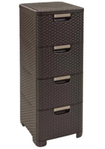 CURVER Zásuvkový regál RATTAN 4x14L | hnědá