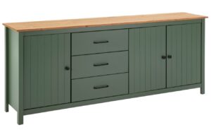 Olivově zelená borovicová komoda Marckeric Miranda 190 x 40 cm