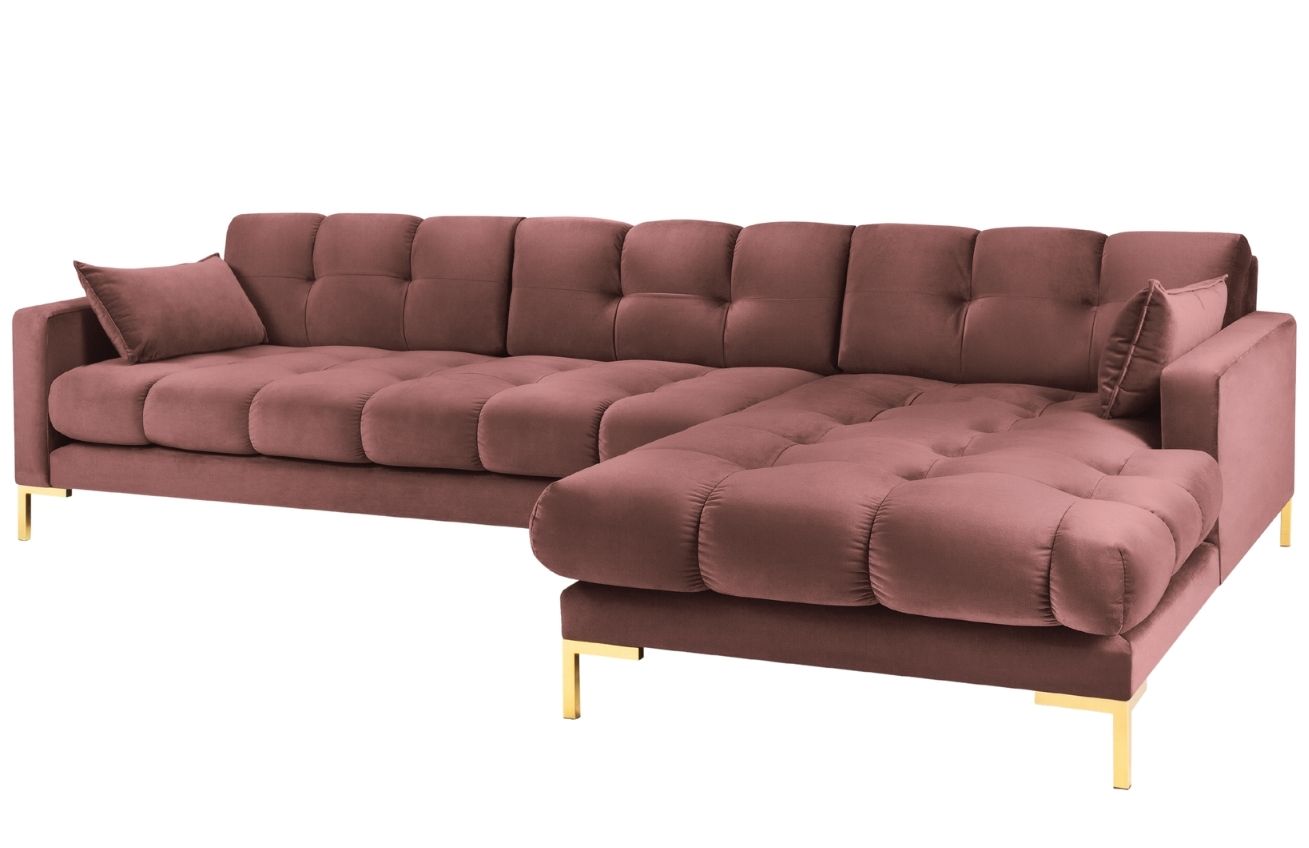 Micadoni Sametová rohová pohovka Mamaia 293 cm