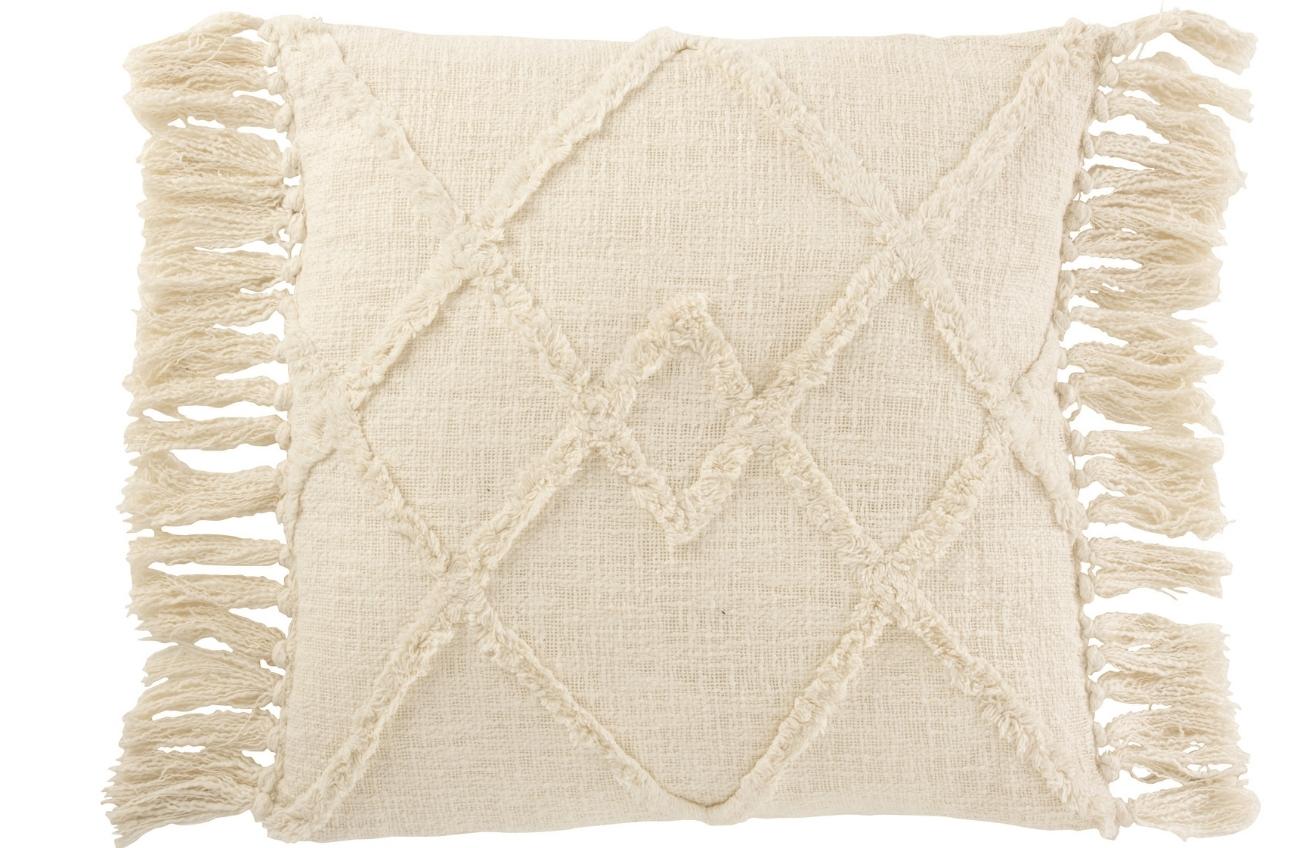 Bílý bavlněný polštář J-line Rhom 52 x 72 cm