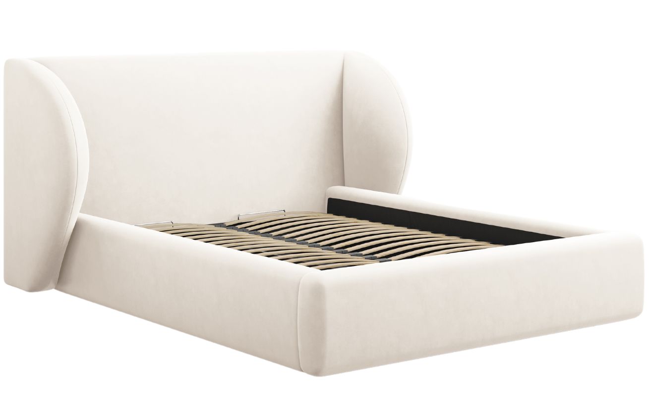 Micadoni Sametová postel Miley 140 x 200 cm s úložným prostorem