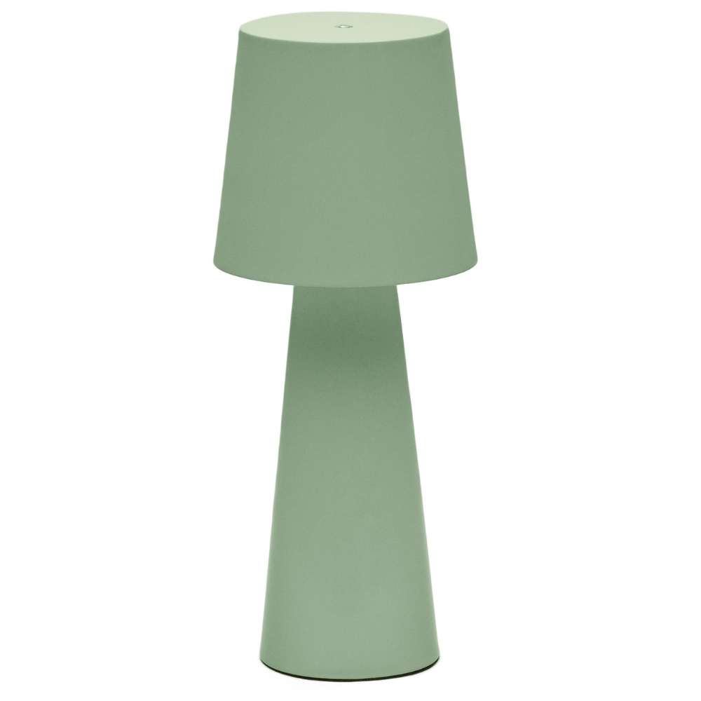 Mátově zelená kovová zahradní stolní LED lampa Kave Home Arenys M