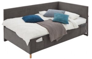 Antracitová manšestrová postel Meise Möbel Cool II. 140 x 200 cm