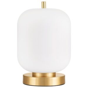 Bílá skleněná stolní lampa Nova Luce Lato se zlatou podstavou