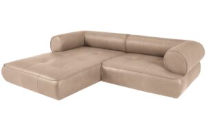 Maison Heritage Tmavě béžová kožená rohová pohovka Lily 261 cm