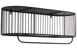 Jotex Černý kovový závěsný věšák s policí LONDON 80 x 30 cm