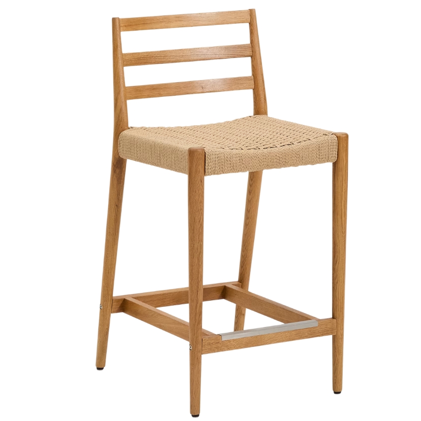 Kave Home Dubová barová židle Analy 65 cm s výpletem
