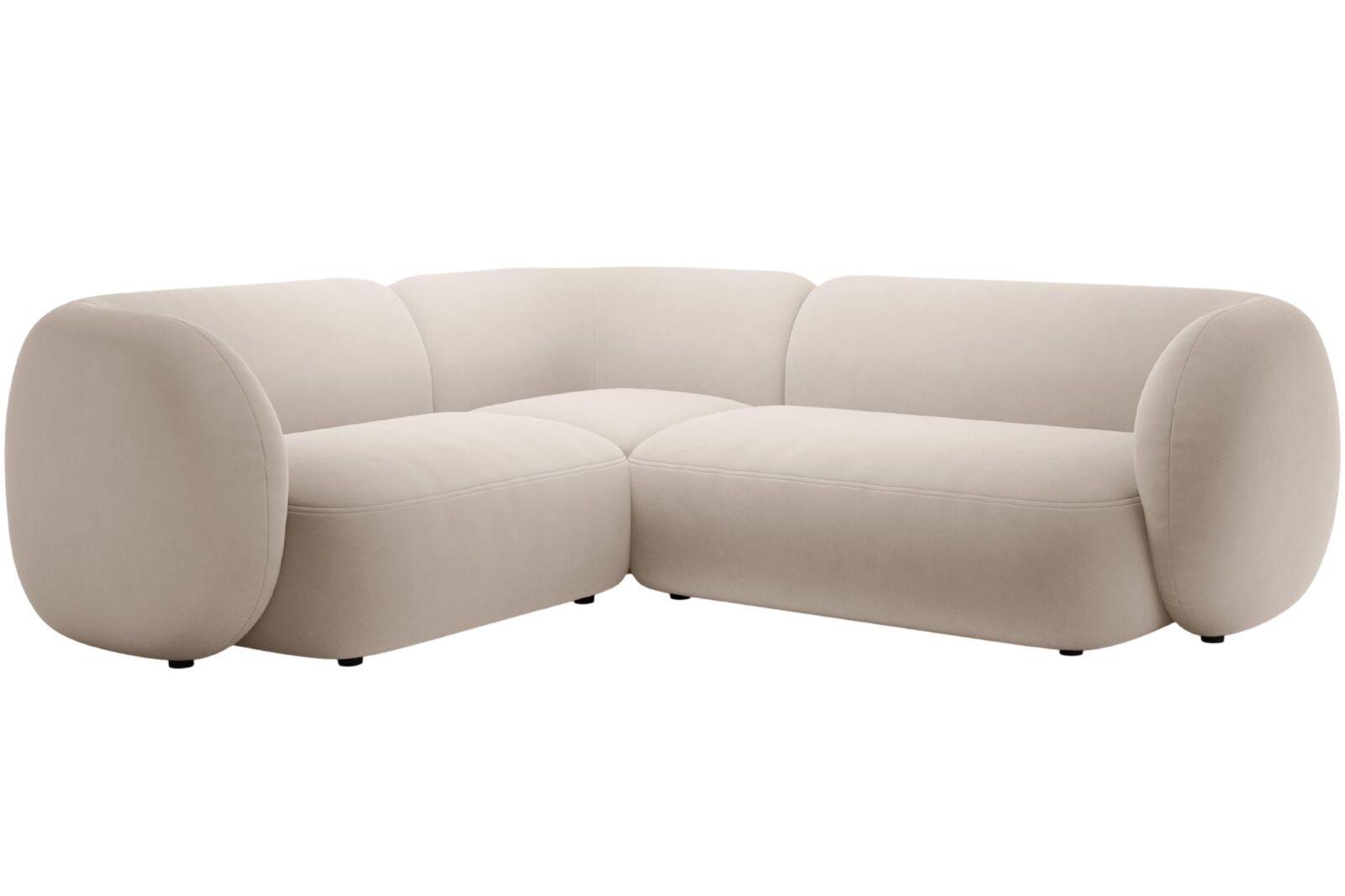 Micadoni Béžová sametová rohová pohovka Kate 252 cm