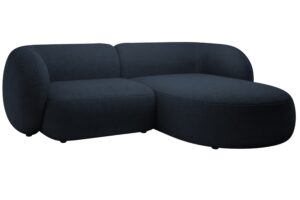 Micadoni Tmavě modrá bouclé rohová pohovka Kate 255 cm