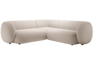Micadoni Béžová sametová rohová pohovka Kate 252 cm