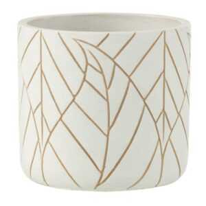 Bílo-zlatý keramický květináč J-line Ledio 14 cm