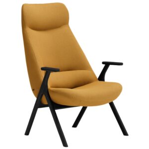 Teulat Vysoké žluté křeslo Dins s černou dřevěnou podnoží