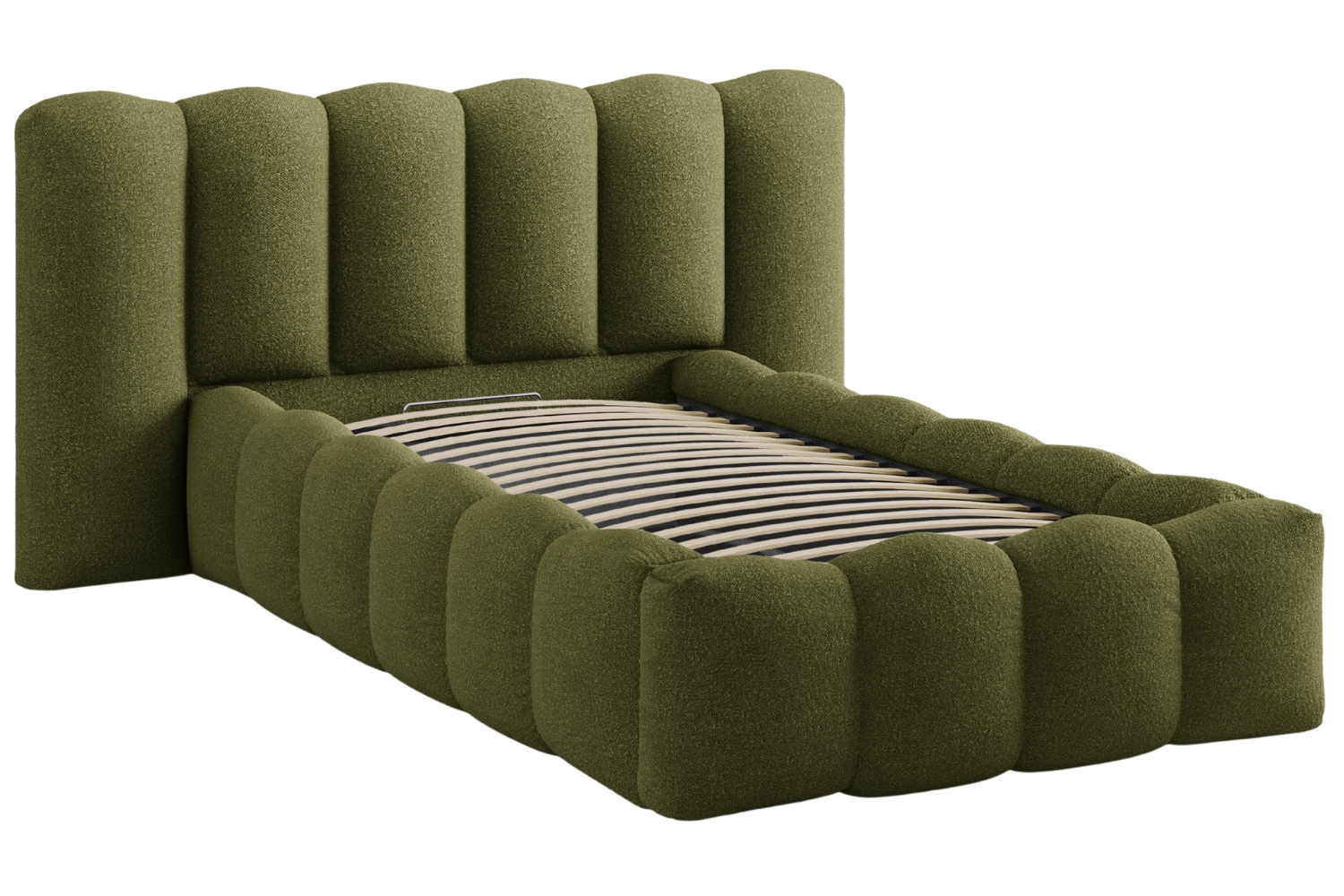 Micadoni Zelená bouclé postel Lupine 90 x 200 cm s úložným prostorem