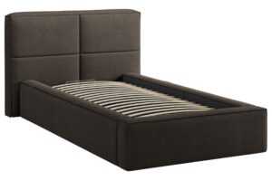 Micadoni Hnědošedá bouclé jednolůžková postel Darren 90 x 200 cm s úložným prostorem