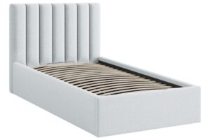 Micadoni Světle šedá postel Allison 90 x 200 cm s úložným prostorem